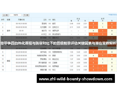 意甲争四白热化赛程与阵容对比下的晋级前景评估关键因素与潜在变数解析